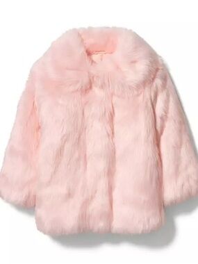 Janie and Jack Plush Light Pink Faux Fur Coat